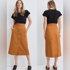 Women's Tan Button-Front Midi Skirt